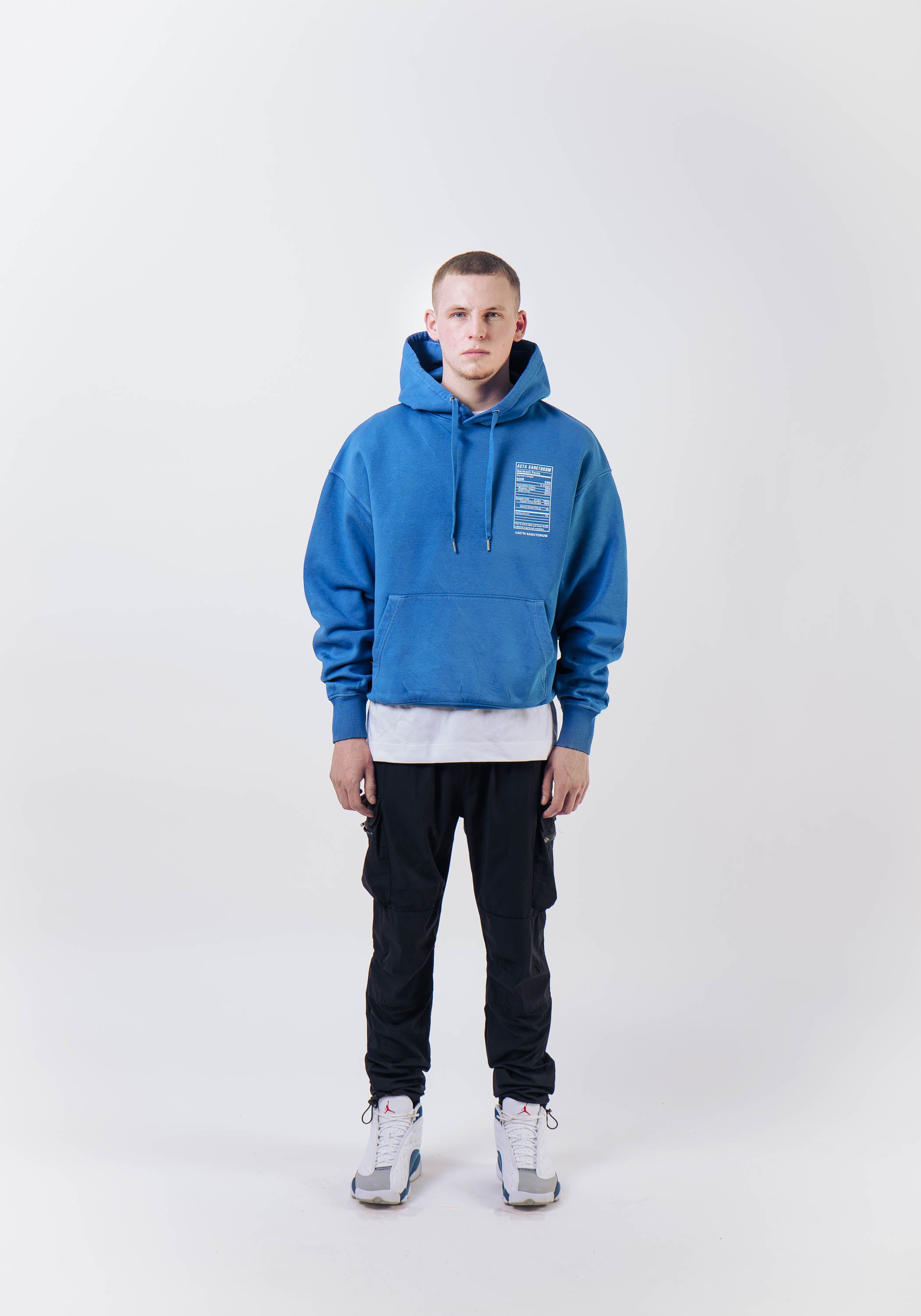 SAINT HOODIE - WHITE ON BLUE