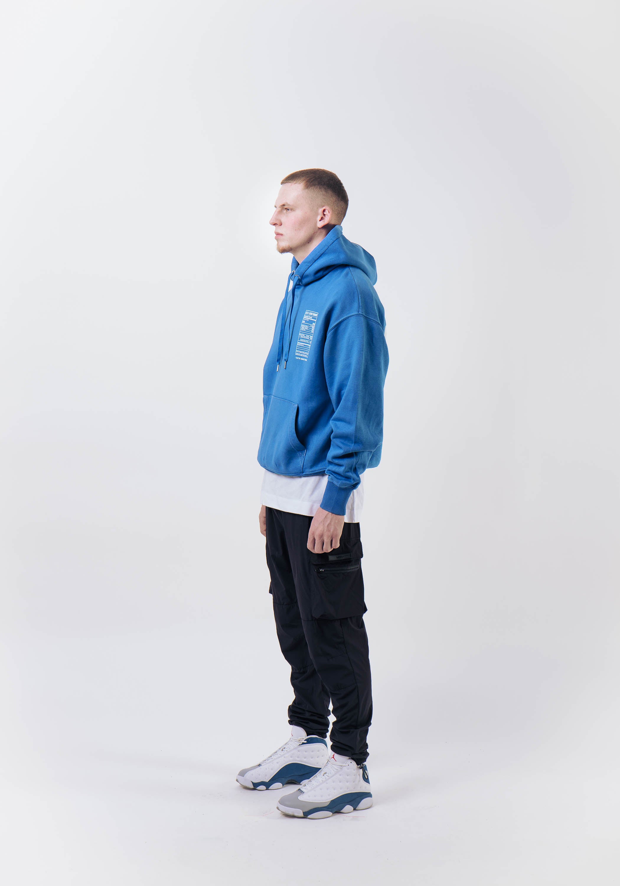 SAINT HOODIE - WHITE ON BLUE