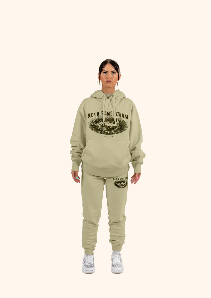ACTA SANCTORUM FISHING CLUB HOODIE WASHED OLIVE